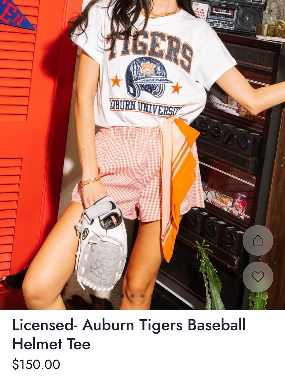 NWOT Queen of Sparkles Auburn University Tigers Baseball White Graphic Tee
